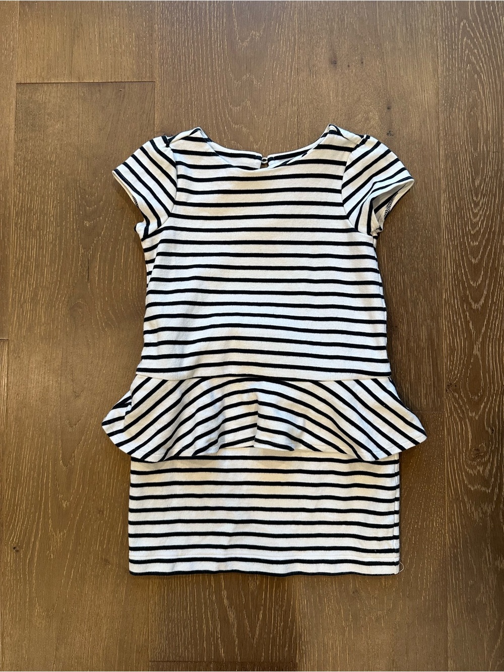 Janie and Jack Black & White Striped Peplum Dress